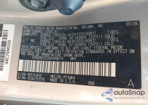 2006 Toyota Sienna Xle from USA, damaged, VIN 5TDZA22C56S499679